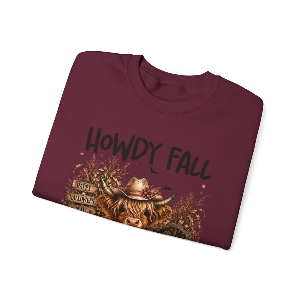 Howdy Fall Cowgirl Sweatshirt – Autumn Pumpkin Farm Graphic Crewneck