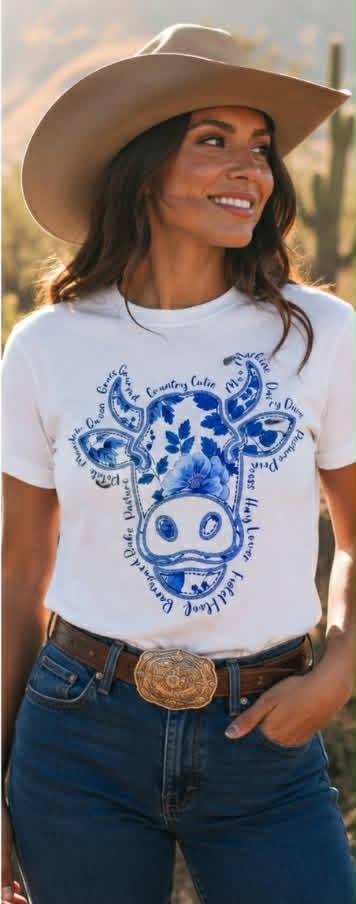 Country Cutie Floral Cow Tee