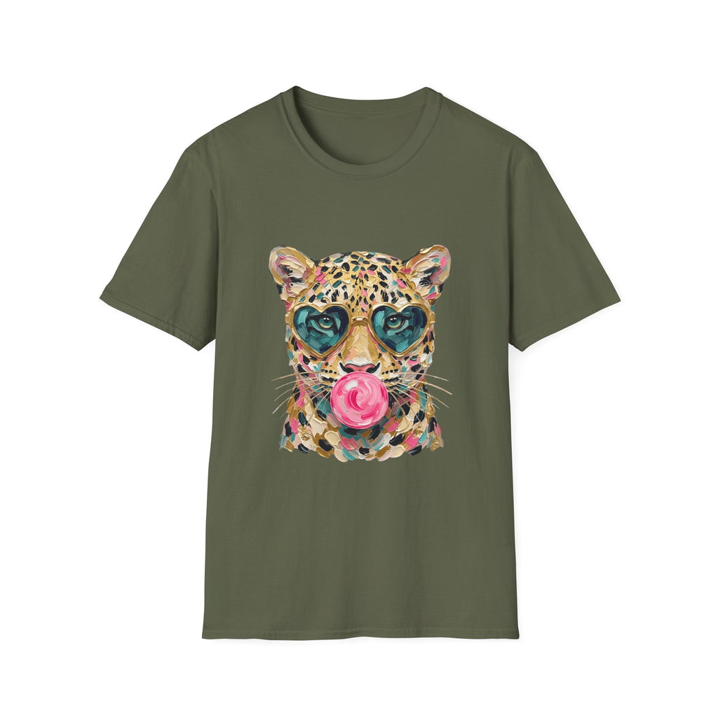 Leopard with Heart Sunglasses Graphic Tee — Cute Pop Art Animal T-Shirt