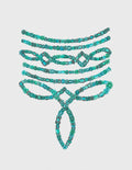Turquoise beaded body chain print design