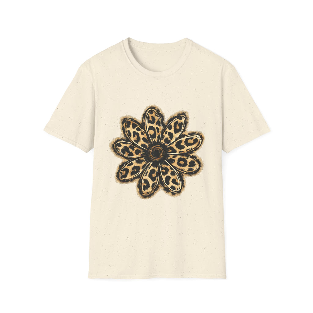 Leopard Sunflower Tee — Women's Animal Print Floral T-Shirt