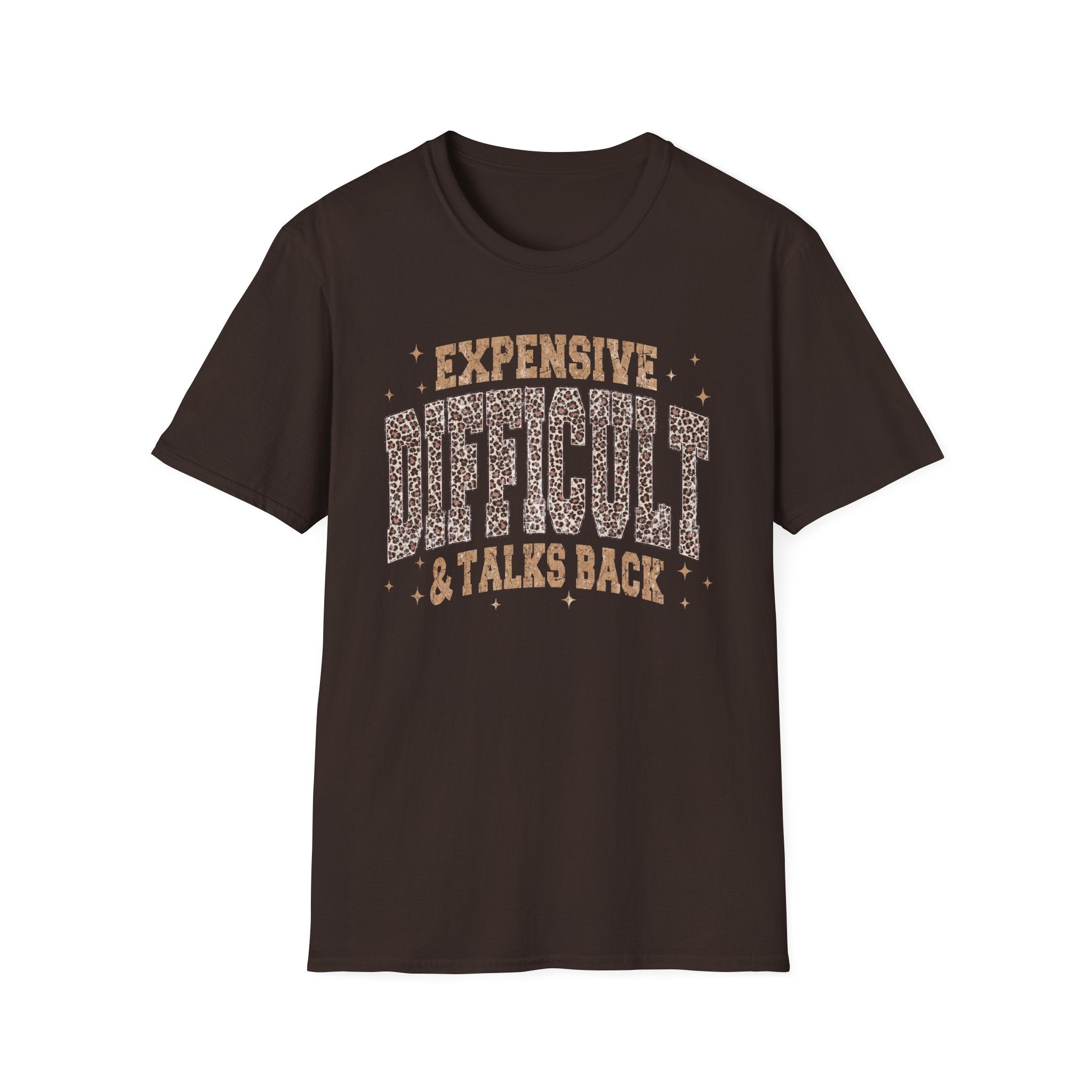 Expensive & Difficult Graphic T-Shirt — Leopard Sparkle "Expensive Difficult & Talks Back"