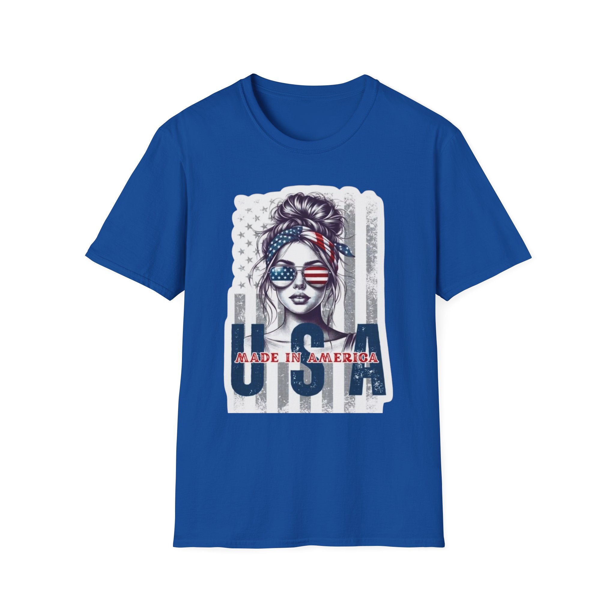 USA Flag Sunglasses T-Shirt — American Patriotic Hair-Band Graphic Tee