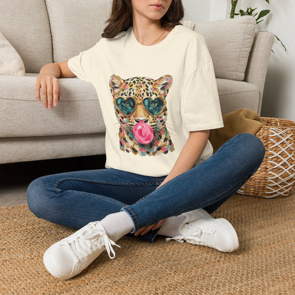 Leopard with Heart Sunglasses Graphic Tee — Cute Pop Art Animal T-Shirt
