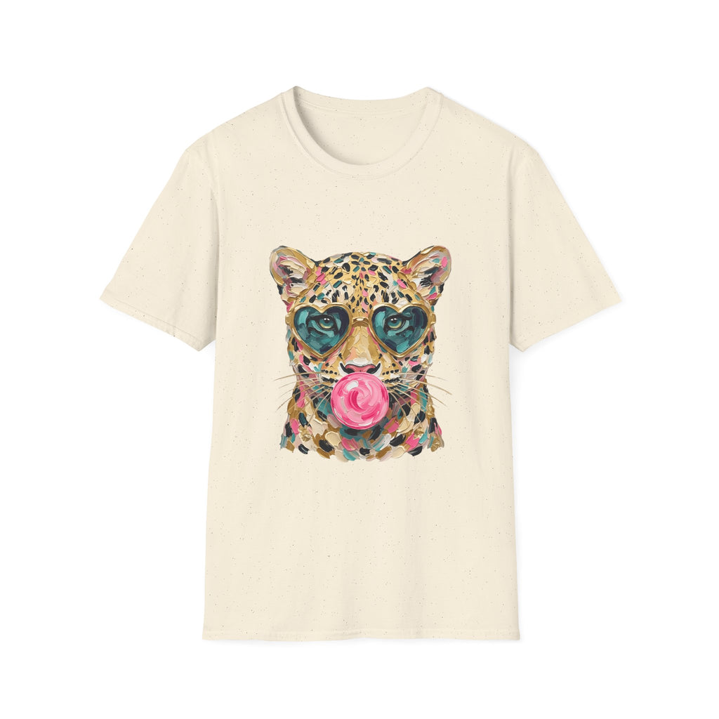 Leopard with Heart Sunglasses Graphic Tee — Cute Pop Art Animal T-Shirt