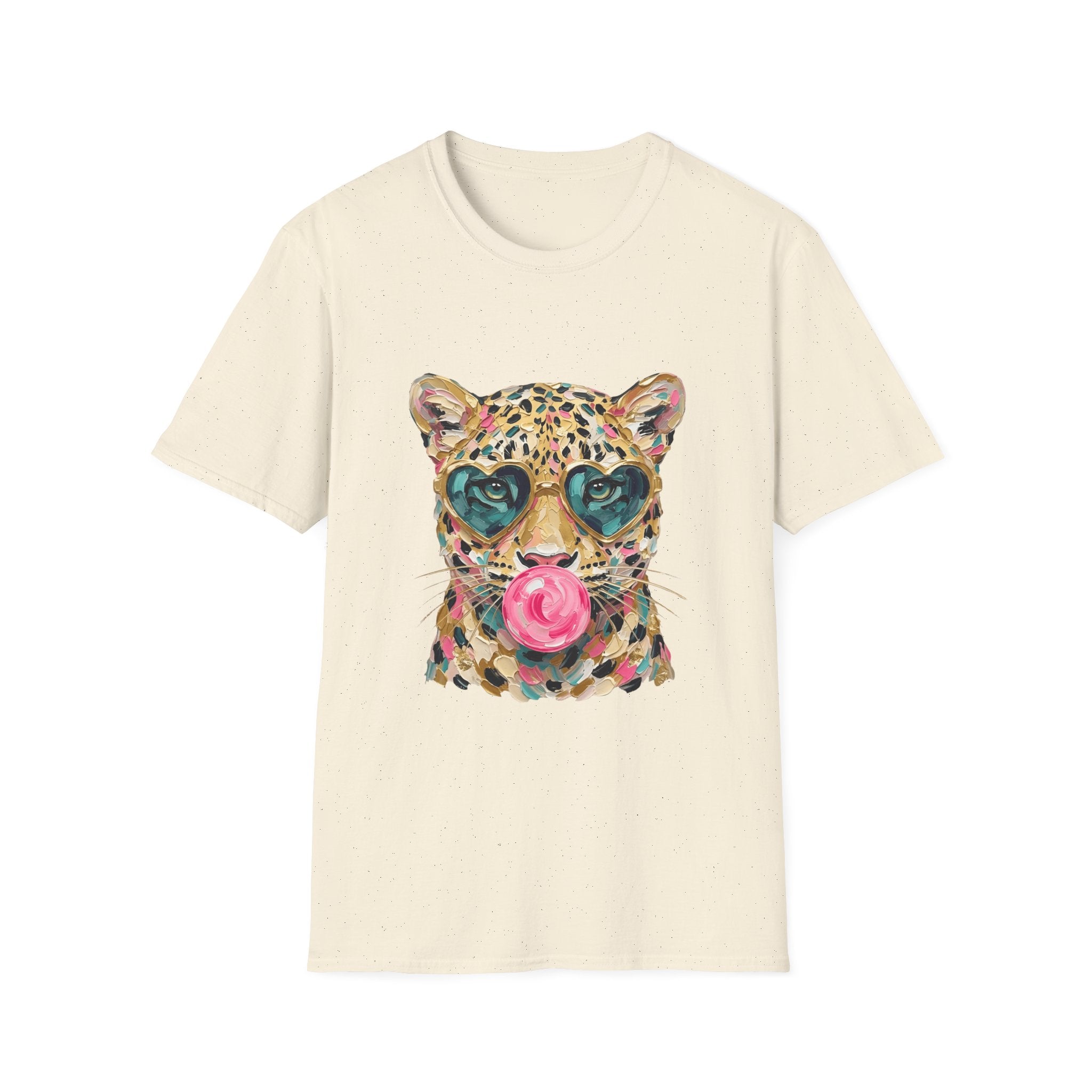 Leopard with Heart Sunglasses Graphic Tee — Cute Pop Art Animal T-Shirt
