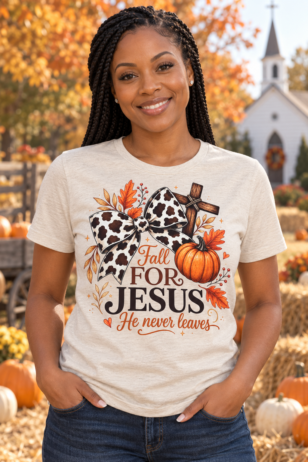 Fall For Jesus Christian autumn graphic tee