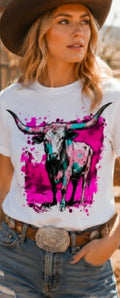 Hot Pink Longhorn Tee