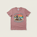 Feral Girl Summer beach raccoon hand-pressed graphic tee on a paragon Gildan Softstyle shirt