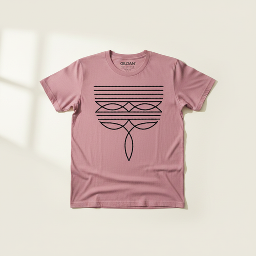 Boho black rope macramé geometric tee on paragon Gildan Softstyle shirt