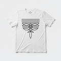 Boho black rope macramé geometric tee on white Gildan Softstyle shirt