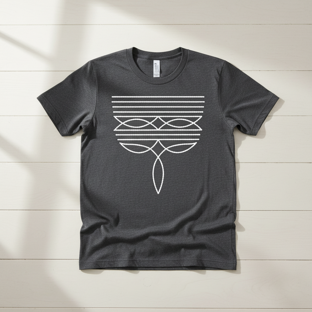 Boho rope macramé geometric tee on heather dark grey Gildan Softstyle shirt