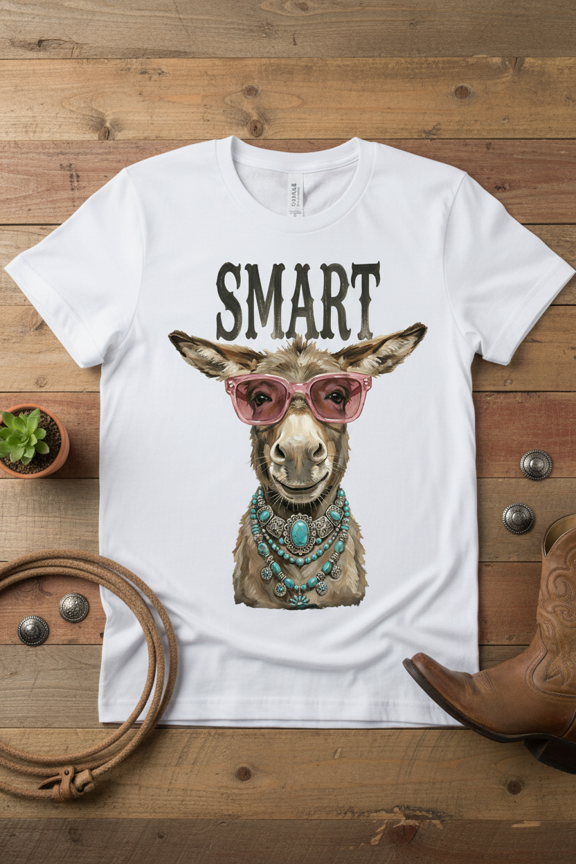 Smart A** Tee mockup on white shirt