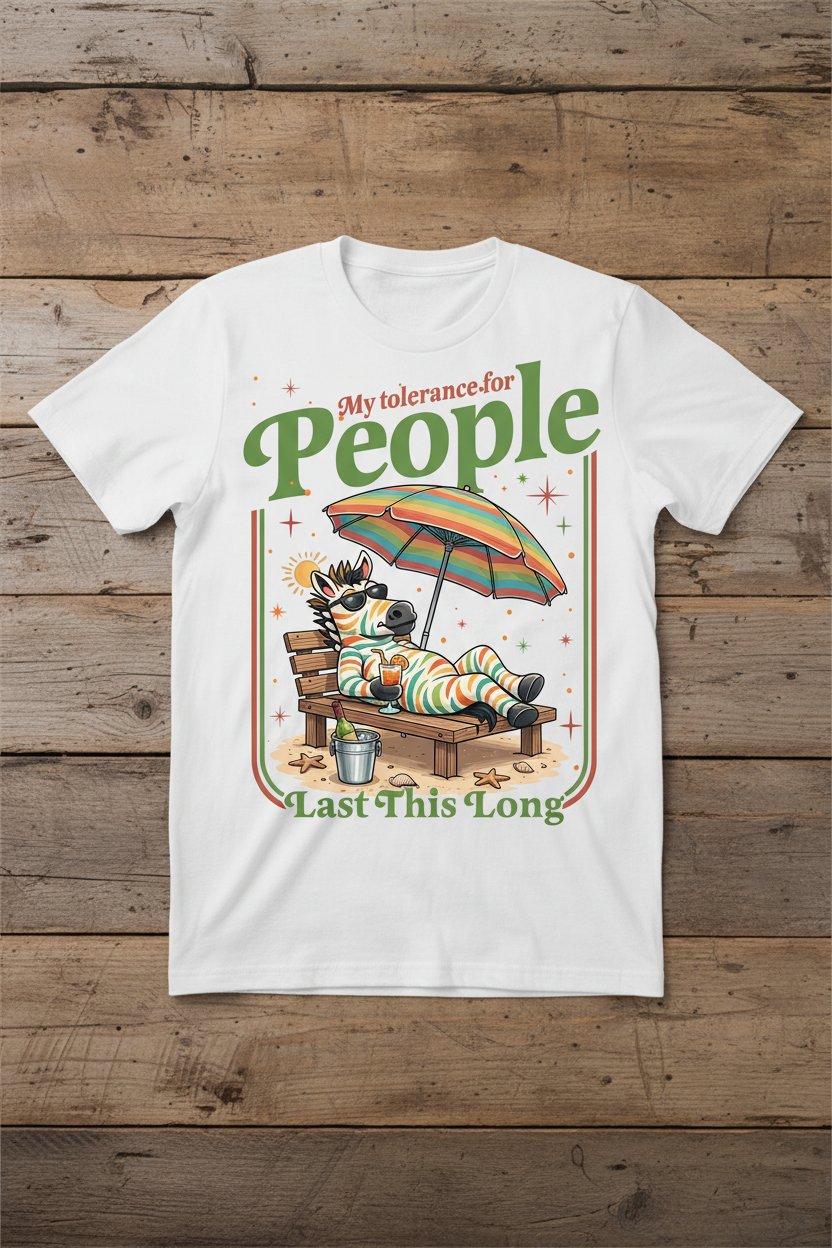 My Tolerance for People Last This Long Tee mockup on white shirt