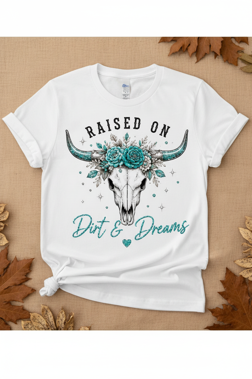Raised on Dirt & Dreams Tee Mockup