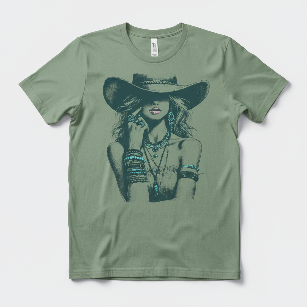 Turquoise Cowgirl Tee - Sage