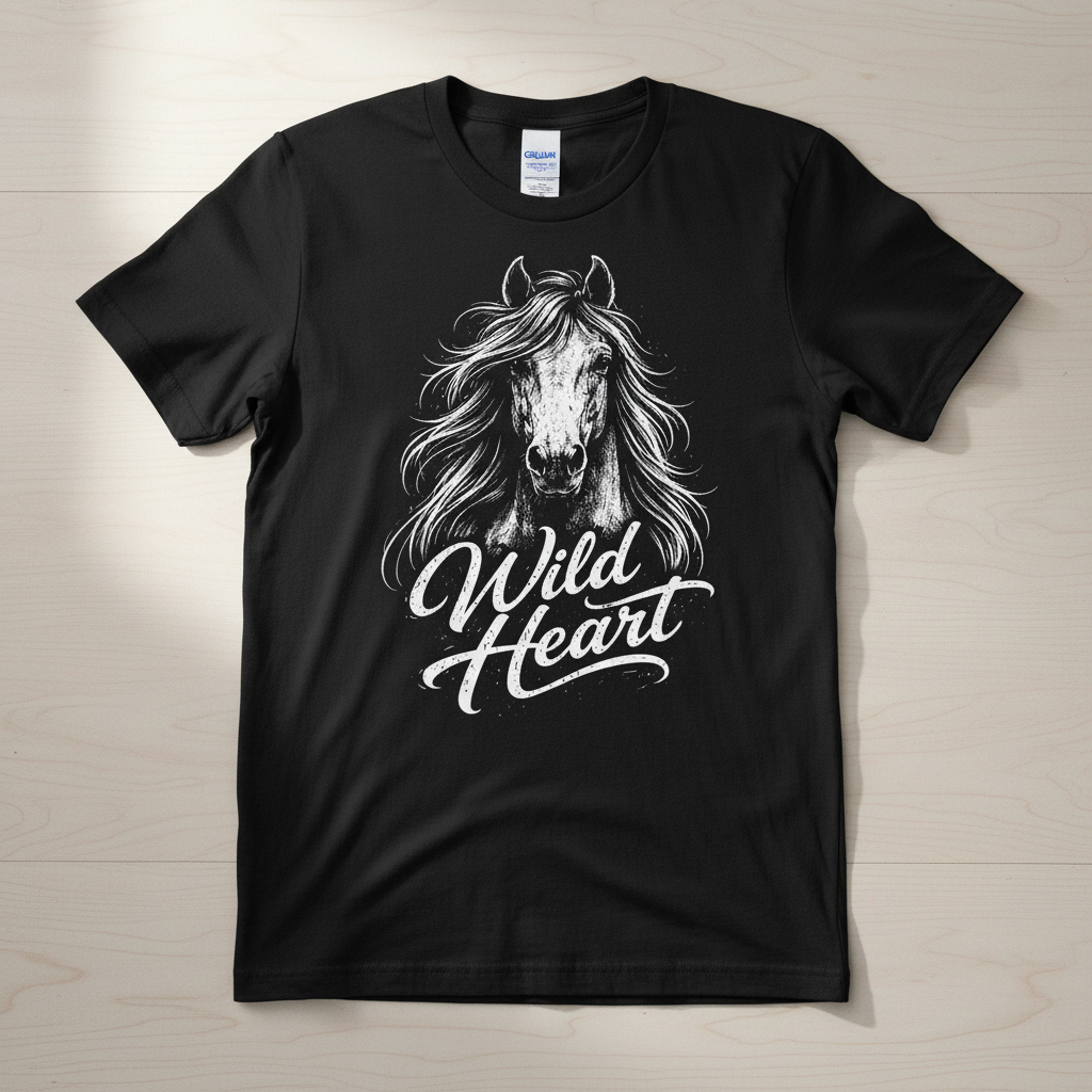 Wild Heart Horse Tee - Black